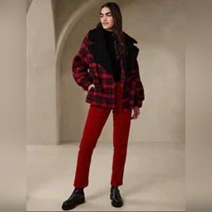 NEW BANANA REPUBLIC DENIM CORDUROY PANTS -- RICH RED High-Rise